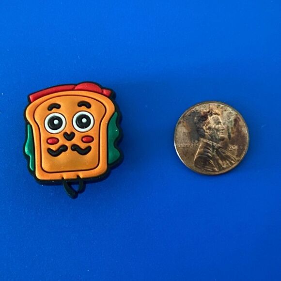 Jibbitz Other - 🚨 5/$10 Shoe Charms Croc Jibbitz - Sandwich w/ Mustache Face (or 10/$15)
